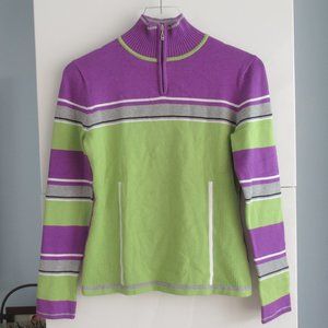 Nils Sportswear Women's Size S Pullover Striped Knit Sweater Purple Green Gray